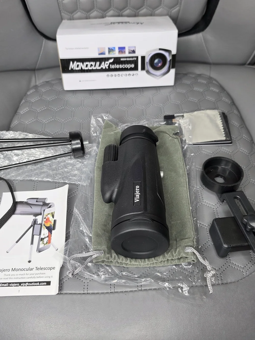 HD 12x50 Monocular Telescope w Tripod Phone Holder Open Box Kit